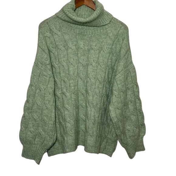 Cable Knit Chunky Oversized Whimsigoth Green Sweater Granny Granola Soft Small - Picture 1 of 9